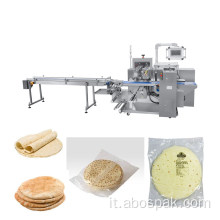 Confezionatrice automatica per alimenti a flusso di tortilla multifunzione